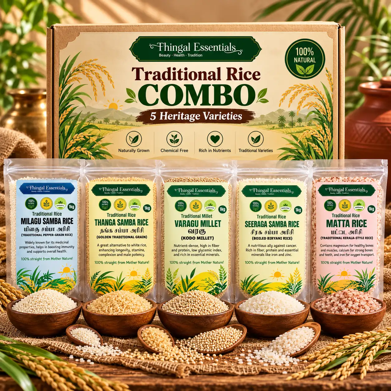 Traditional Rice Combo – 5 Heritage Grains (5 x 1kg) - image 1