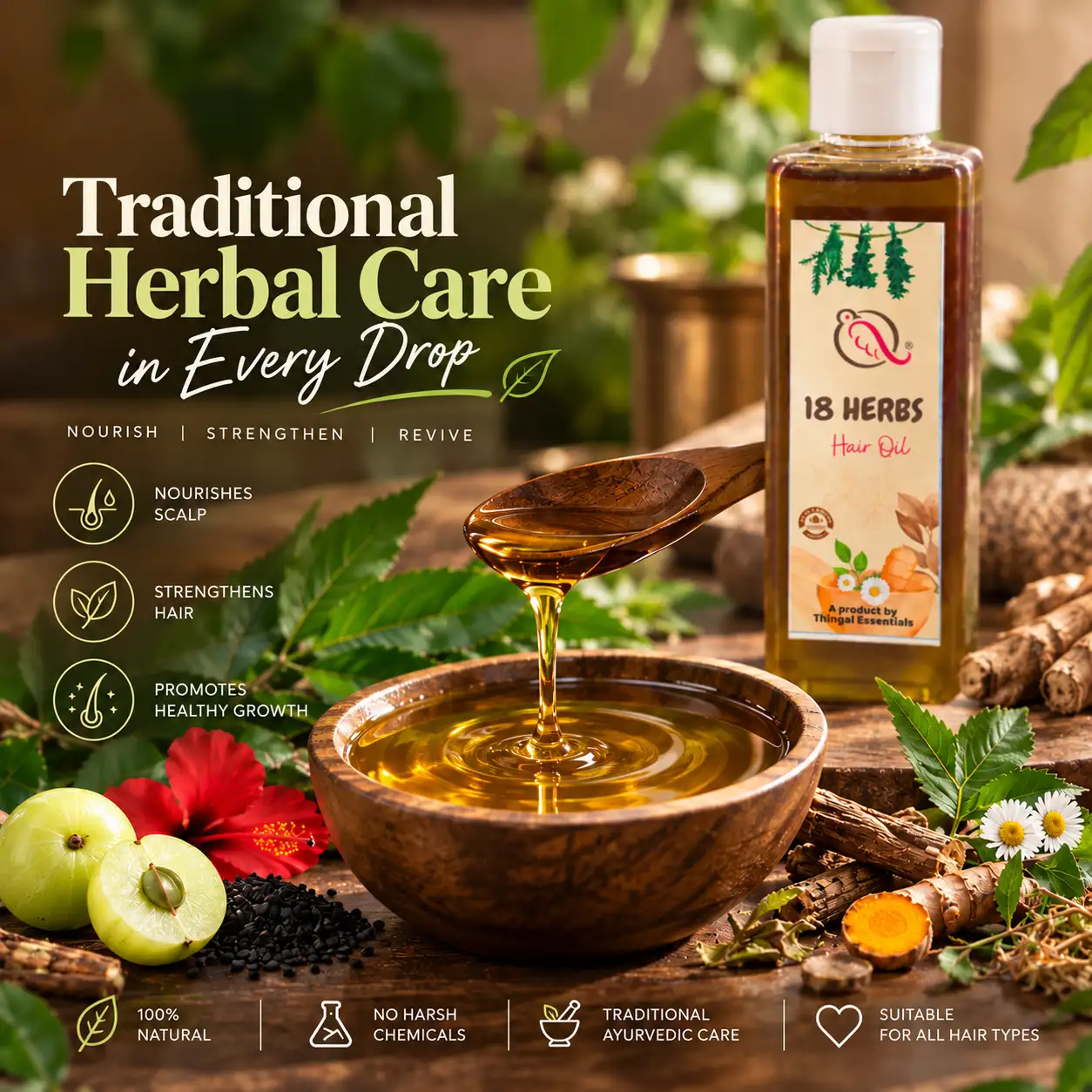 18 மூலிகைகள் மூலிகை எண்ணெய் / முடி வளர்ச்சி எண்ணெய் - image 4