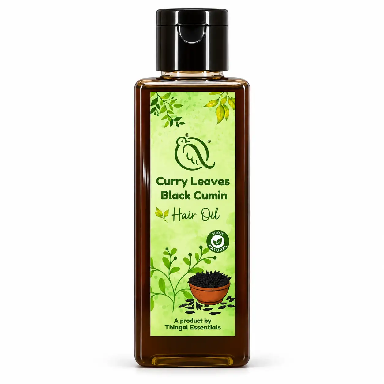 கறிவேப்பிலை / கருப்பு சீரக மூலிகை முடி எண்ணெய்Thingal Essentials