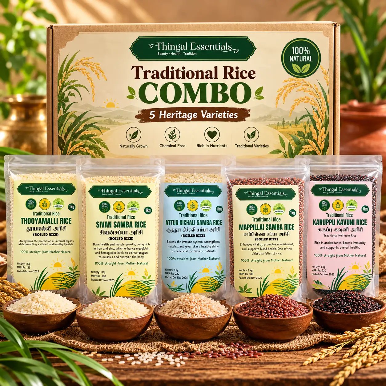 Traditional Rice Combo – 5 Heritage Varieties (5 x 1kg) - image 1