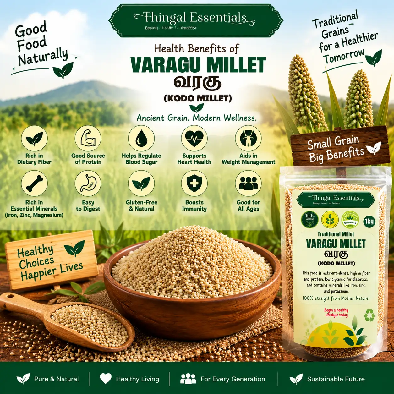வரகு சிறுதானியம்  - 1kg - image 4