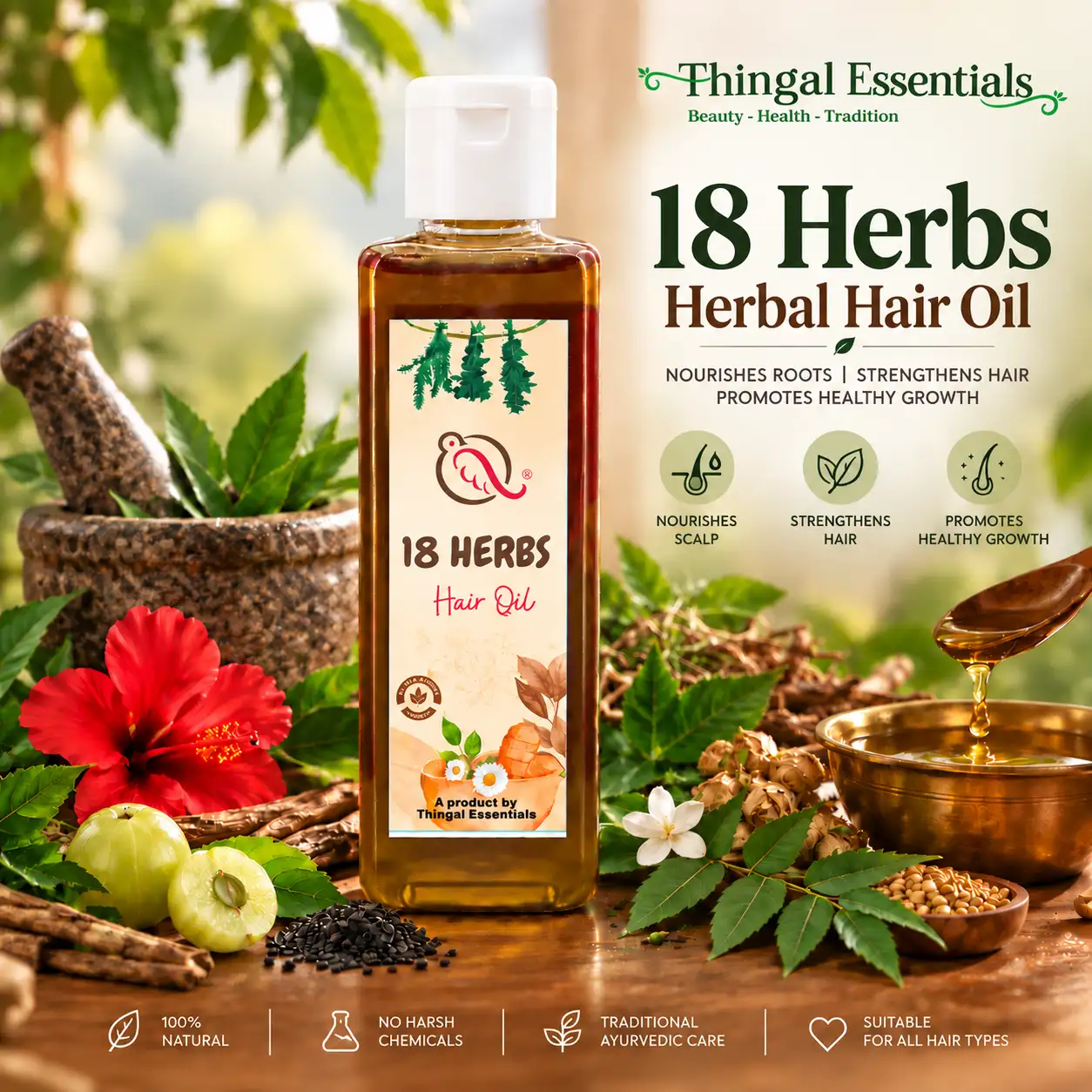 18 மூலிகைகள் மூலிகை எண்ணெய் / முடி வளர்ச்சி எண்ணெய் - image 2