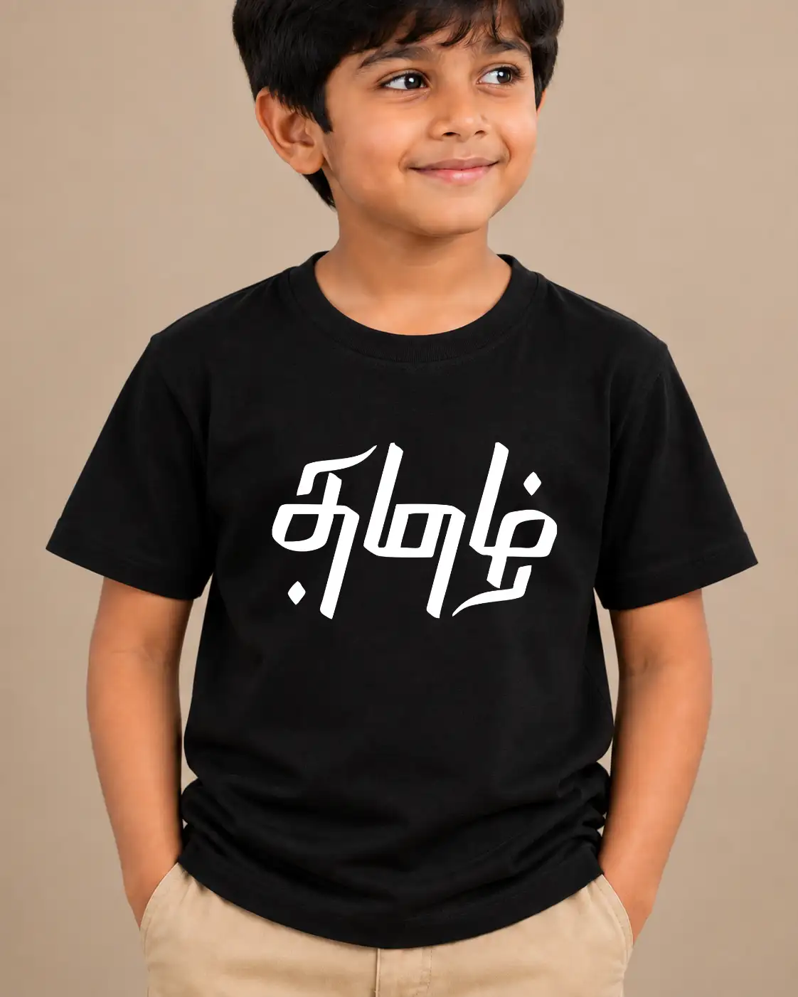 Tamil Kids Round Neck T-Shirt Black - image 2