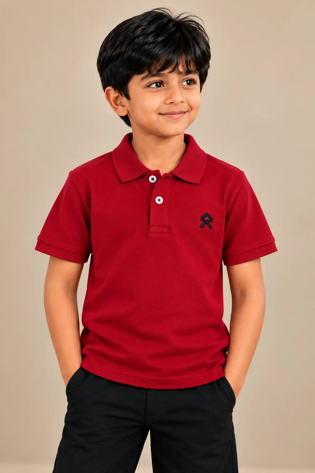 Kids Plain Polo T-Shirt - Blood Red - 11-12Y - image 1