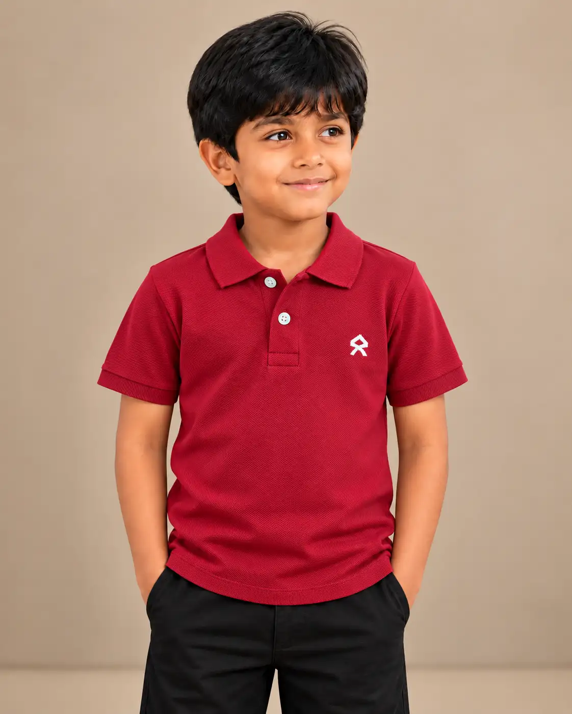Kids Plain Polo T-Shirt - Red - 3-4Y - image 1