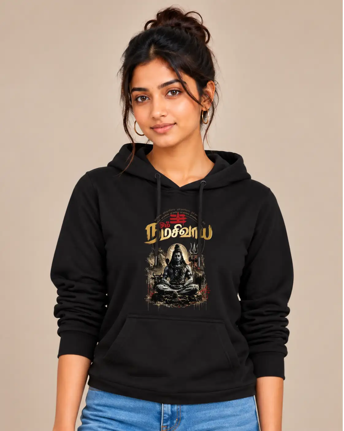 Om Namah Shivaya Women's Hooded Sweat T-Shirt - Black - image 1