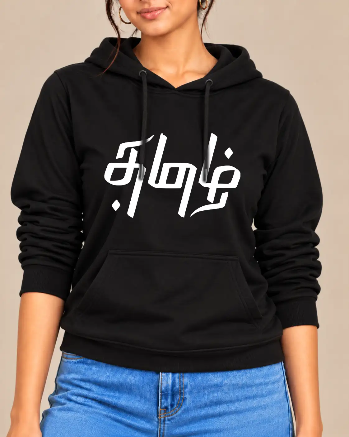 En Tamil Women's Hooded Sweat T-Shirt - Black - image 2
