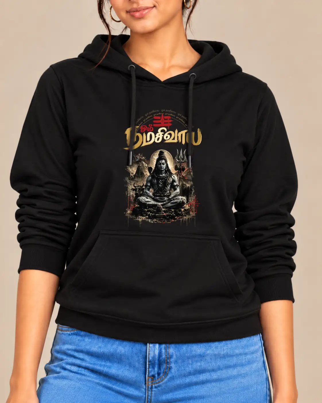 Om Namah Shivaya Women's Hooded Sweat T-Shirt - Black - image 2