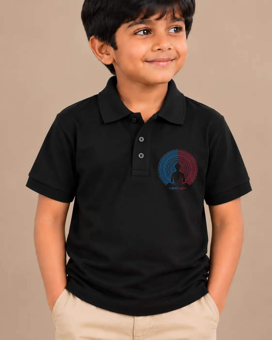 Amaithi Kids Polo Collar T-Shirt - Black - image 2