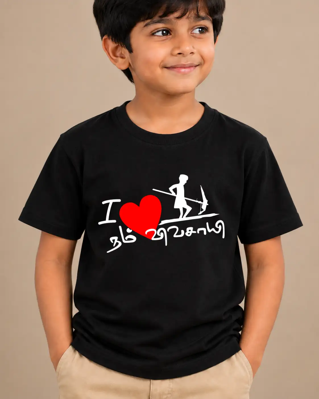 I Love Namma Vivasayi Black Kids Round Neck T-Shirt - image 2