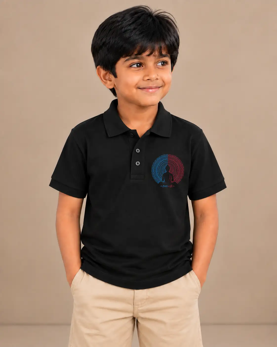 Amaithi Kids Polo Collar T-Shirt - Black - image 1
