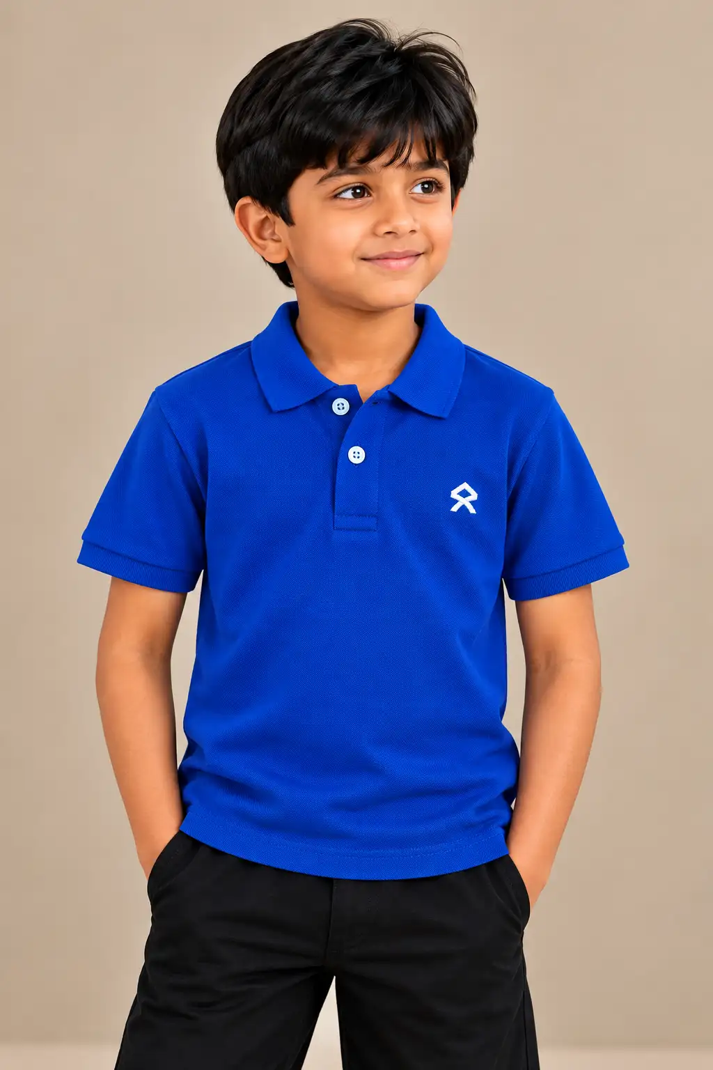 Kids Plain Polo T-Shirt - Blue - 8Y - image 1